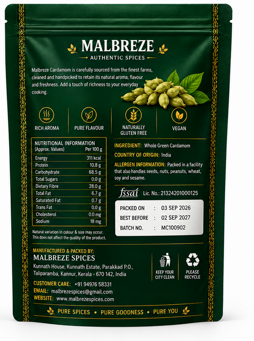Malbreze Green Cardamom -100 Gms