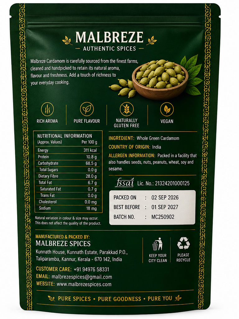 Malbreze Green Cardamom 50Gms